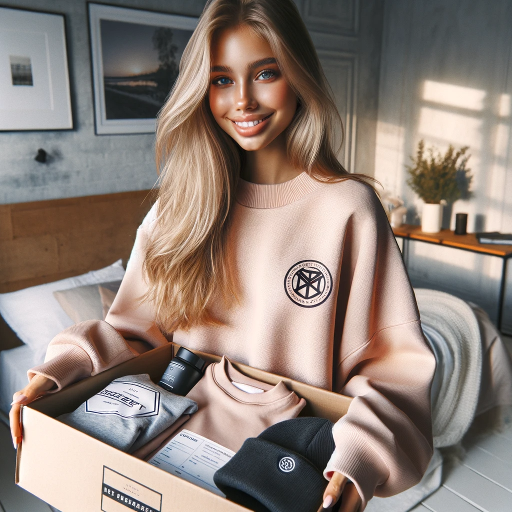 Influencer with a PR box Influencer with a PR box